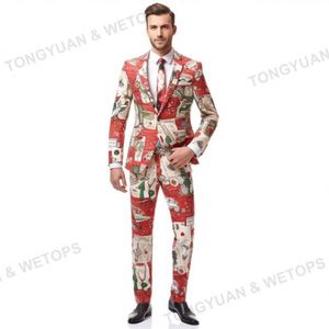 Design drôle Nouveaux costumes modernes de <span class=keywords><strong>Noël</strong></span> personnalisés pour hommes pour 3 pièces Slim Fit - Product Image 4