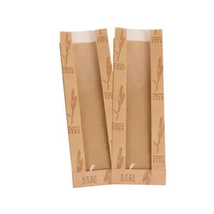 Customised Printed French Baguette Bag Brown Kraft Perforated Paper Baguette Bread Bag