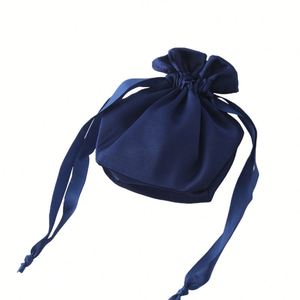 Pochette à cordon en soie simulée double couche pour masque de nuit, accessoire, sac cadeau, sac de rangement anti-poussière - Product Image 5