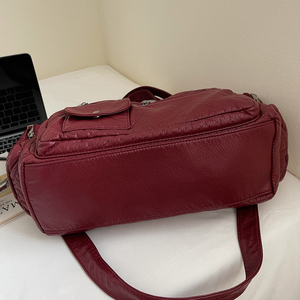 Grote Capaciteit Retro Draagtas Y 2K Zachte Pu Lederen Motorfiets Handtas Voor Vrouwen Minimalistische Stijl Nationale Messenger Sling <span class=keywords><strong>Bag</strong></span> - Product Image 6