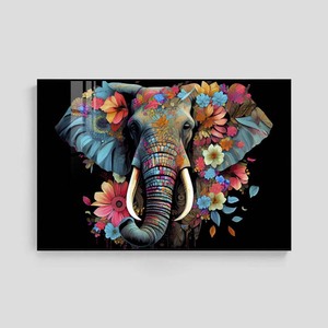 Tối giản màu đen và trắng dòng voi nghệ thuật trang trí tường Scandinavian với chủ đề Phong Cảnh Trung Bình kim cương - Product Image 3