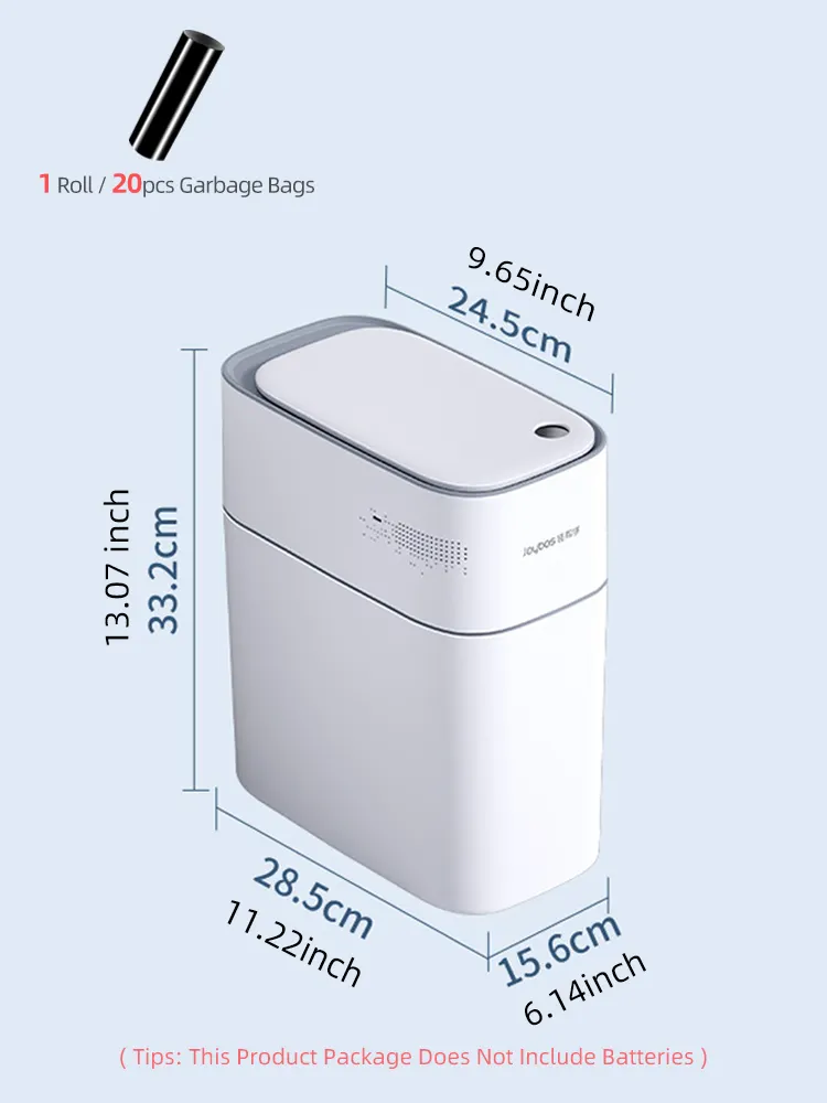 JOYBOS Smart Touchless Motion Sensor Trash Can Automatic Privacy Garbage Can with Lid 3.5 Gallon Dogproof Plastic Slim Trash Bin