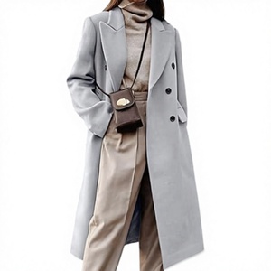 Abrigo de Invierno Largo para Mujer, Ecológico, Ligero, de Poliéster, con Doble Botonadura, Solapa y Cuello Alto de Satén - Product Image 1