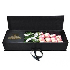 Customized Rectangle Valentine's Mother's Day Graduation Flower Gift Packaging Box Exquisite Black Cardboard I Love You Rose Flo