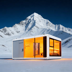 Vorgefertigte Apple-Kapsel-Kabine Vorgefertigter Container Tragbares Tiny Home Faltbar 1 <span class=keywords><strong>2</strong></span> <span class=keywords><strong>3</strong></span> Schlafzimmer Modulares Stahlhaus - Product Image 3