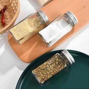 Barattoli in Vetro Quadrati Wishome con Coperchi Ermetici, Contenitori Trasparenti per Spezie Sicuri per Alimenti, per Organizzazione e Conservazione in Dispensa - Product Image 2