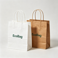 Sac en papier kraft brun biodégradable, écologique et recyclable avec logo personnalisé pour l'emballage alimentaire à emporter des restaurants, fermeture magnétique