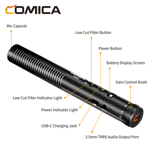 Micrófono COMICA VM20 Supercardioide con 60 Horas de Duración, Pantalla OLED, Filtros de Corte Bajo de 75/150 Hz, para Vlogging, Grabación de Entrevistas y Películas - Product Image 3