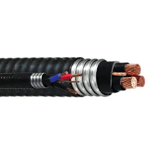 CUL listed cable manufacture 3 conductor 2/0 with Ground wire aluminum tape interlock armoured teck cable