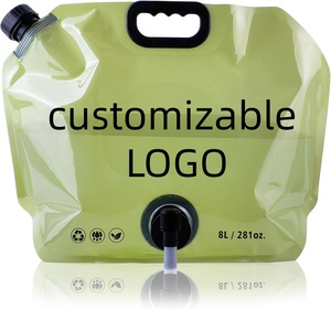 Bolsas de Almacenamiento de Agua Plegables de Gran Capacidad (5L/10L) con Impresión Personalizada, Reciclables, de PE, con Válvula y Boquilla para Alimentos - Product Image 1