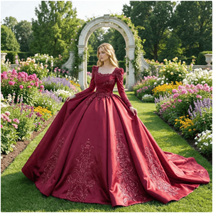 ชุดเดรสเจ้าสาวหรูหรา Jxs19 ประดับลูกไม้สไตล์ราชวงศ์ สำหรับงาน Quinceanera ประดับด้วยลูกปัดวิบวับ คริสตัล  ทรงบอลกาวน์ ยาวกรอมพื้น เหมาะสำหรับงานวันเกิด - Product Image 1