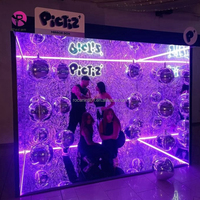 Kotak foto persegi lampu Led RGB cermin cangkang majalah Stan foto untuk perlengkapan pesta balon dekorasi latar belakang ulang tahun