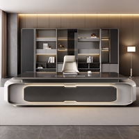 Bureau de direction moderne en forme de L avec design modulaire en MDF, meuble de rangement et ensemble de mobilier tout-en-un
