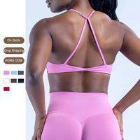 Soutien-gorge de sport push-up à fort impact avec logo personnalisé, dos croisé et ouvert, pour la gym et le fitness, sensation seconde peau, rembourré, pour le yoga
