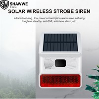 Alarm Suara & Cahaya Nirkabel Tenaga Surya Luar Ruangan Induksi Tubuh Manusia Inframerah Dalam Ruangan Klakson Sirene Anti Maling 433MHz Portabel ABS
