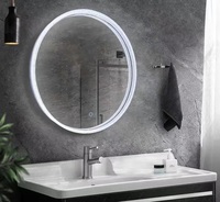 Miroir de salle de bain rond de luxe moderne, écran tactile LED intelligent HD, éclairage intégré pour la décoration de la maison et les mariages