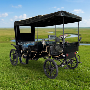 <b>Black</b> Sightseeing Horse Carriage Transport Cart Pony Horse Carriage 4 Wheel Tourist Outdoor <b>Buggy</b> Wagon Cart for Sale - Product Image 1