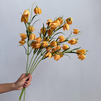 Buket Bunga Fritillaria Buatan Tangan C276 dari Sutra, Bunga Fritillaria Ungu Kecil Tiruan untuk Dekorasi Pernikahan dan Hari Ibu