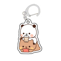 Anime Dudu Bubu Super Cute Panda Baby Couple Hug for Customization Porte-clés en métal personnalisé Impression typographique en alliage de zinc