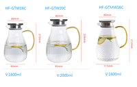 Bouilloire à thé en verre Wonder 1400 ml avec couvercle, poignée en verre, écologique, passe au lave-vaisselle, service de table minimaliste pour la maison