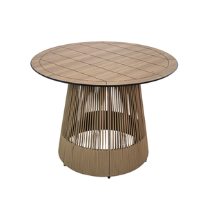 Table ronde de jardin en osier Olefin 1000 avec structure en acier thermolaqué pour terrasse et jardin - Product Image 1