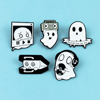 Ensemble de broches fantômes mignons d'Halloween en alliage de zinc, badges en forme de fantômes avec technique d'huile coulante pour vêtements, sacs, épingles de revers et accessoires
