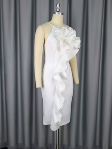 AOMEI 2025 Fleur crayon blanc dos nu licou à volants femmes Club robes Sexy Spaghetti sangle mariage <span class=keywords><strong>robe</strong></span> de <span class=keywords><strong>demoiselle</strong></span> <span class=keywords><strong>d</strong></span>'<span class=keywords><strong>honneur</strong></span> - Product Image 5
