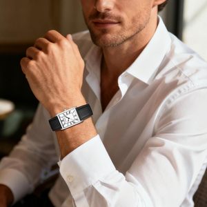 Relógios de Negócios CNYXCN para Homens, Relógio de Pulso Minimalista Simples, Analógico, Caixa de Acrílico, Mostrador Retangular com Números Romanos, Confortável - Product Image 6