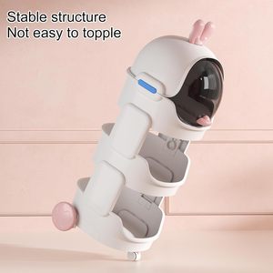 Chariot de rangement 4 niveaux en plastique PP style dessin animé avec roulettes, support pour jouets d'enfants, étagère mobile pour collations - Product Image 4