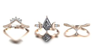 Ensemble de bagues de mariage en quartz rutilé noir en forme de cerf-volant, classique, en argent 925 plaqué or 14 carats, bagues en pierres précieuses pour anniversaires et fêtes, haute joaillerie - Product Image 6