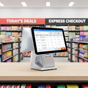 เครื่องบันทึกเงินสดระบบสัมผัสแบบ All-in-One ขนาด 15.6 นิ้ว พร้อมหน้าจอสัมผัสคู่ 4 คอร์ สำหรับธุรกิจค้าปลีกอัจฉริยะ I9s ระบบสัมผัสคู่ - Product Image 3