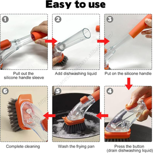 Cepillo de limpieza mágico a prueba de derrames al por mayor con dispensador de detergente de presión manual y cerdas blandas/rígidas, con tabla de cortar - Product Image 5
