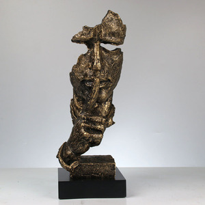 Décorations pour la maison directe d'usine en gros résine européenne artisanat caractère <span class=keywords><strong>silence</strong></span> est des ornements en or - Product Image 4