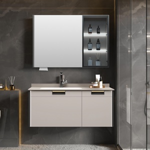 Mueble de Baño KD-8831 Grace, Mueble de Madera para Lavabo Suspendido en Pared, Color Marfil, Espejo de Maquillaje con Soporte para Jabón - Product Image 2