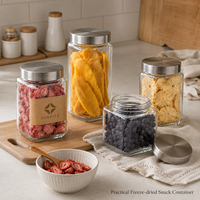 Grand bocal de rangement en verre transparent avec couvercle en verre, récipient de cuisine hermétique en silicone pour farine, poudre de cacao, fournitures de pâtisserie