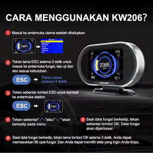 เครื่องสแกนรถยนต์ KONNWEI KW206 OBD2 + จอแสดงผลดิจิตอล HUD - Product Image 3