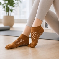 Chaussettes de Pilates personnalisées pour femmes, 5 doigts, respirantes, en maille, antidérapantes, de haute qualité, confortables, pour le yoga