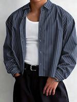 Chemises décontractées à manches longues rayées blanches pour hommes, coupe ample et respirante, collection Printemps-Automne