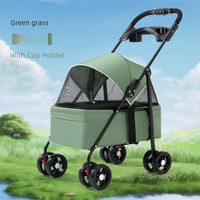 Poussette pour animaux de compagnie à 4 roues, ultra-légère, 4,9 kg, chariot de voyage pour chien et chat, pliable, poussette pour chien à trois roues avec absorption des chocs