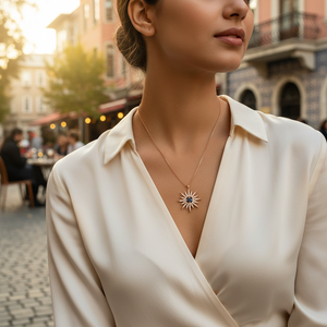 Pole Star Blanc Zircon Pierre Charme Collier Turc En Gros À La Main 925 Bijoux En Argent Sterling - Product Image 3