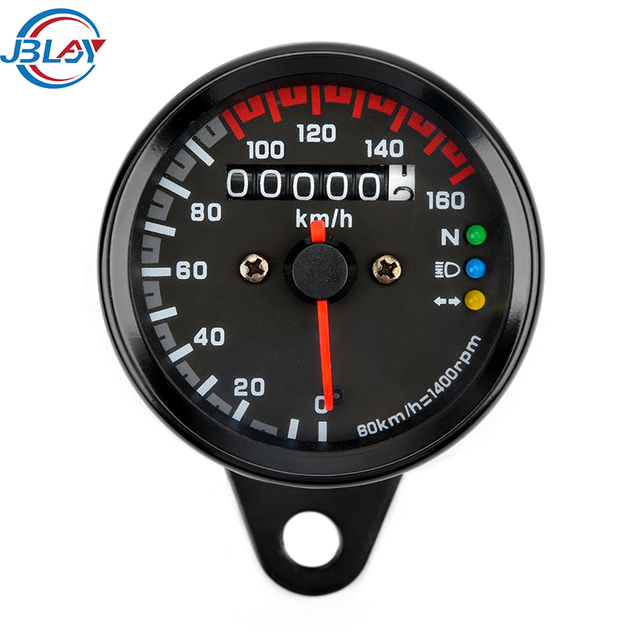 Retro Refit Gear Turn Signal Headlight with 3 Indicators Single Odometer Display 12V Motorcycle Speed Meter Spare Parts