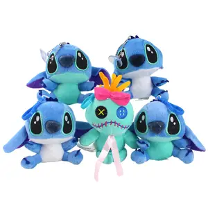 Bonecas de pelúcia lilo stitch de 12cm, bonecas com chaveiro de sucção, lilo e stitch kawaii, bonecas de pelúcia macias recheadas para presentes de crianças