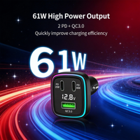 Cargador de Coche Rápido GXY con Doble Puerto USB-C PD, 12-24V, Indicador LED de Voltaje, Ajuste Universal, Cable Retráctil Portátil