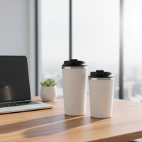 Mug à café en acier inoxydable à double paroi de 500 ml avec base à ventouse, tasse de voyage réutilisable anti-chute pour cadeau d'affaires