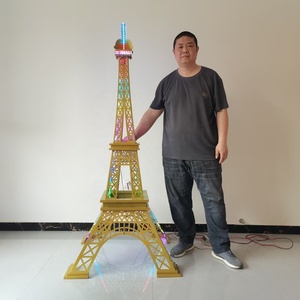 รูปปั้นเหล็กรูปหอไอเฟลขนาดใหญ่ปรับแต่งได้ตามต้องการรูปปั้นดีไซน์ฝรั่งเศสที่มีชื่อเสียงในด้านการเปลี่ยนสีของแสง - Product Image 6