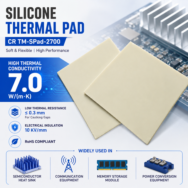 V0 Flame Retardant Thermal Silicone Pad Gap Filler Wide Temp -45~200°C Interface Pad Thermal Pad for Power Conversion Equipment