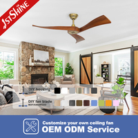 1stshine Ventilador de techo Interior Decorativo 6 velocidades Silencioso Motor de CC Ventilador de techo de alta velocidad de bajo voltaje