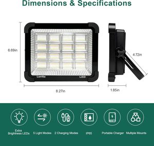 ALECTER Lampe de travail LED super lumineuse 10000 Lumens 6000K lumière du jour rechargeable solaire 5 modes magnétique étanche IP65 portable - Product Image 5