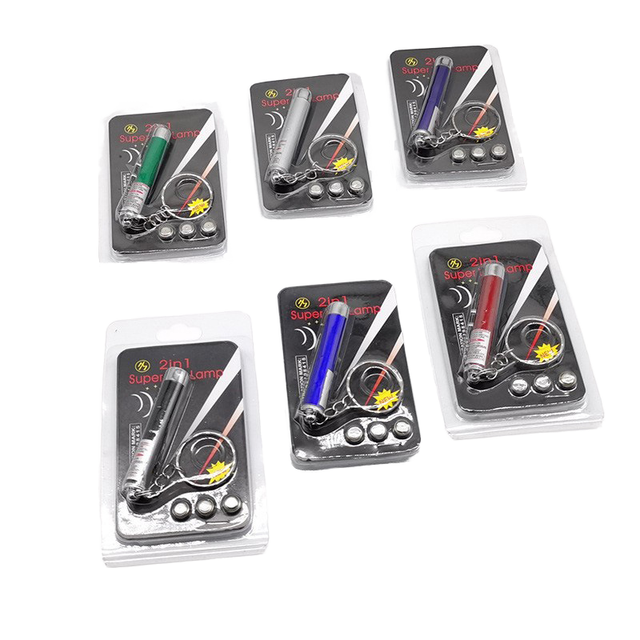 Factory Price Laser Pointer for Cats - 2-in-1 LED Flashlight & Laser, Portable Keychain Design