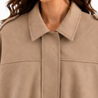 Chaqueta Bomber de Ante Sintético para Mujer, Estilo Piloto, Solida, con Solapa, Manga Larga, Oversize, Estilo Urbano, Personalizada OEM ODM